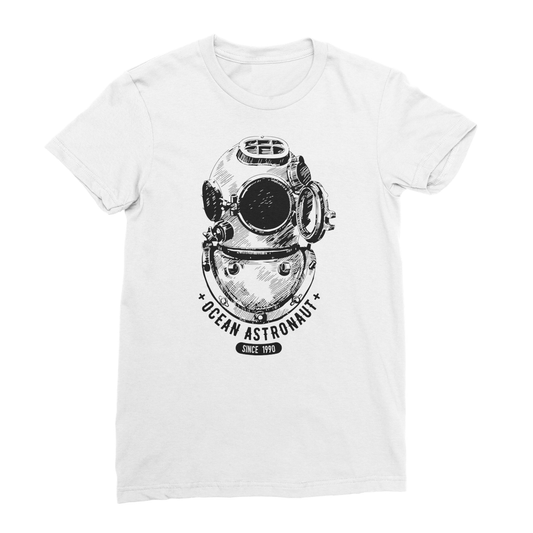 AQUA B&W - 05 - Ocean astronaut - Women's Fine Jersey T-Shirt-Apparel-AQUATICUS