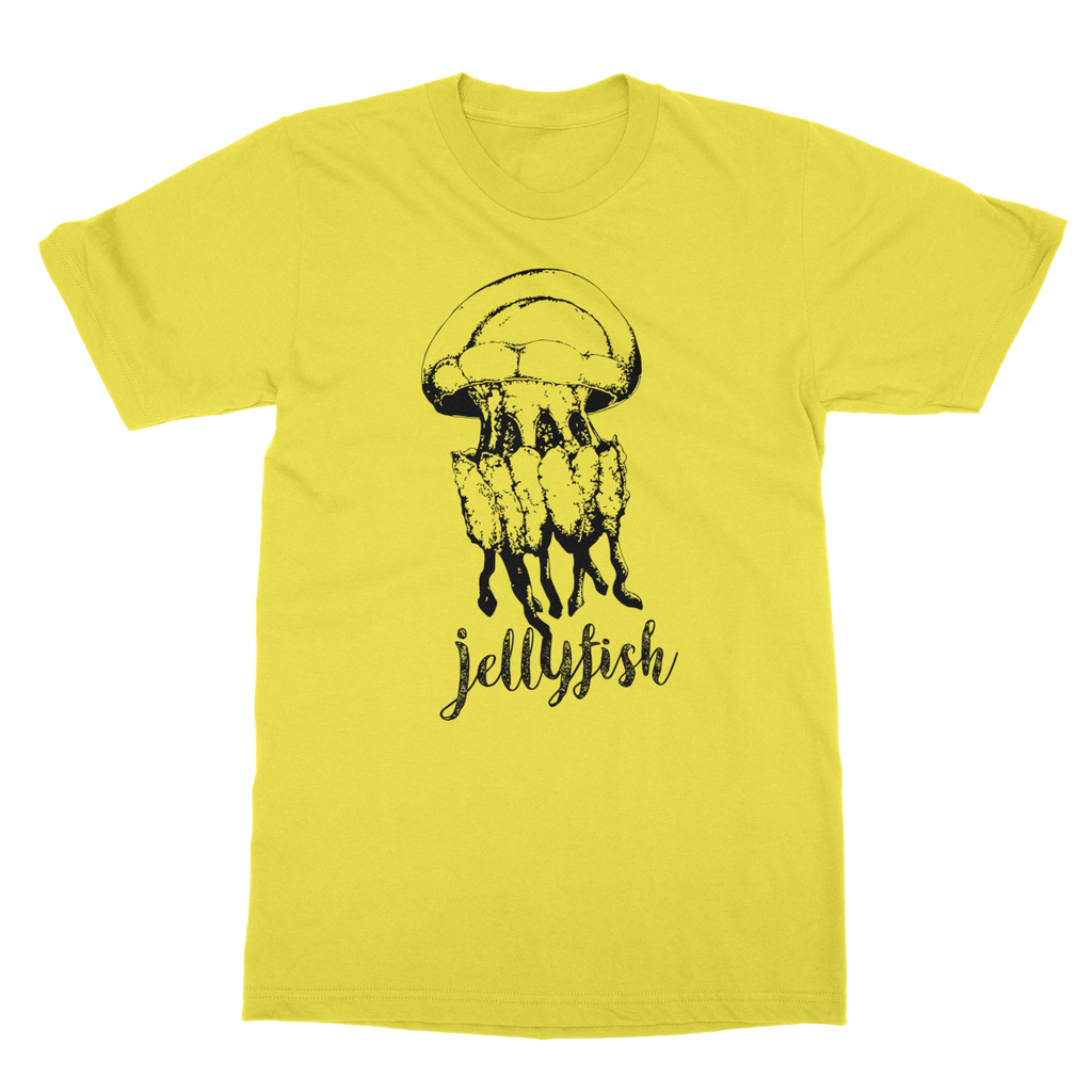 AQUA B&W - 02 - Jellyfish - Softstyle Ringspun T-Shirt-Apparel-AQUATICUS