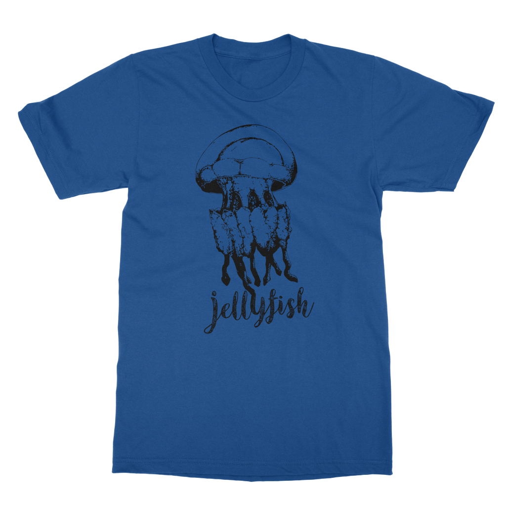AQUA B&W - 02 - Jellyfish - Softstyle Ringspun T-Shirt-Apparel-AQUATICUS